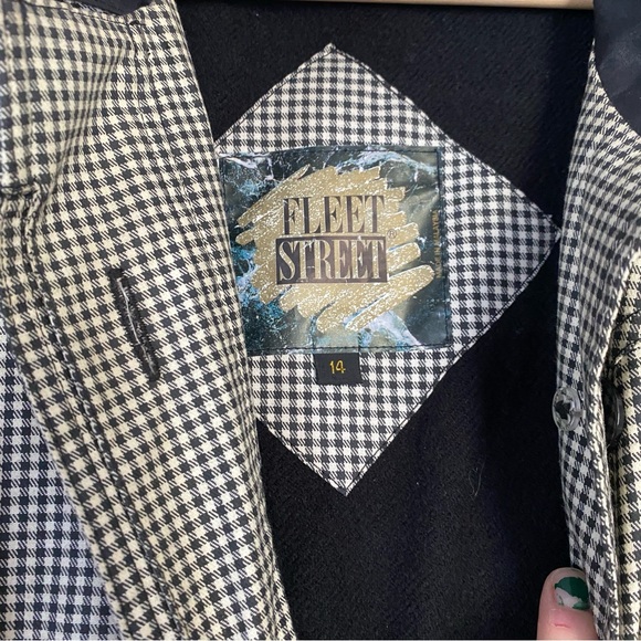 Vintage Fleet Street Black White Gingham Trench Coat - Picture 3 of 7